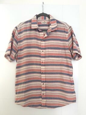 Marine Layer Matador Men’s Large Plaid Short Sleeve Button Down Shirt. Red Blue